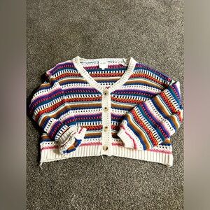 Knit Colorful Button Up Cardigan